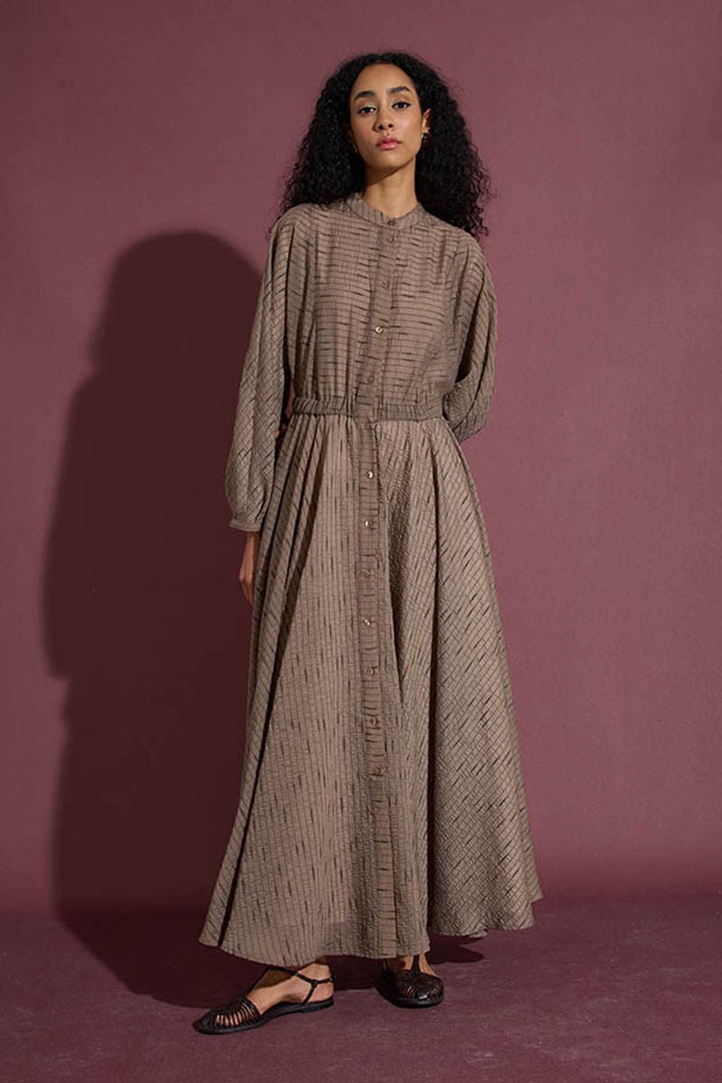 Tam Daire Tül Elbise Vizon