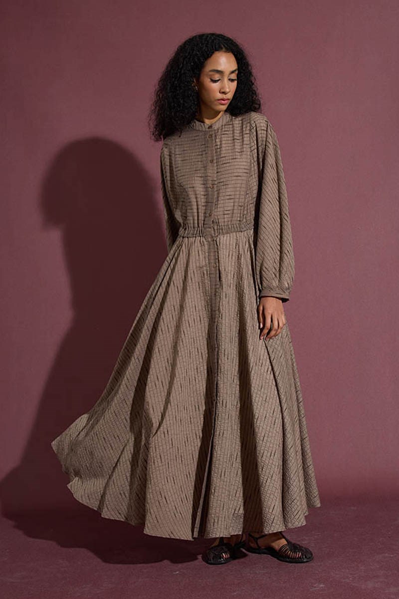 Tam Daire Tül Elbise Vizon