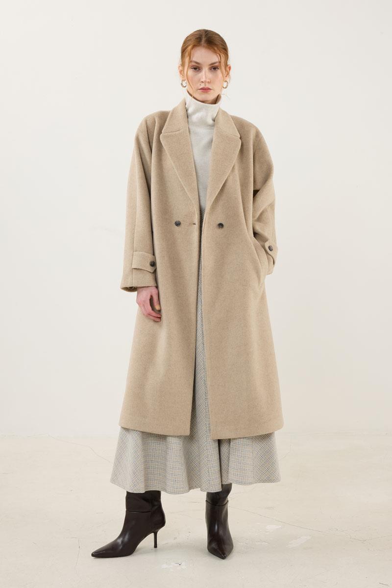 Tam Kalıp Klasik Kaban Bej