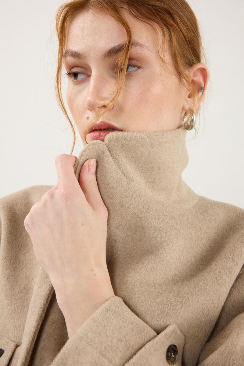 Tam Kalıp Klasik Kaban Bej