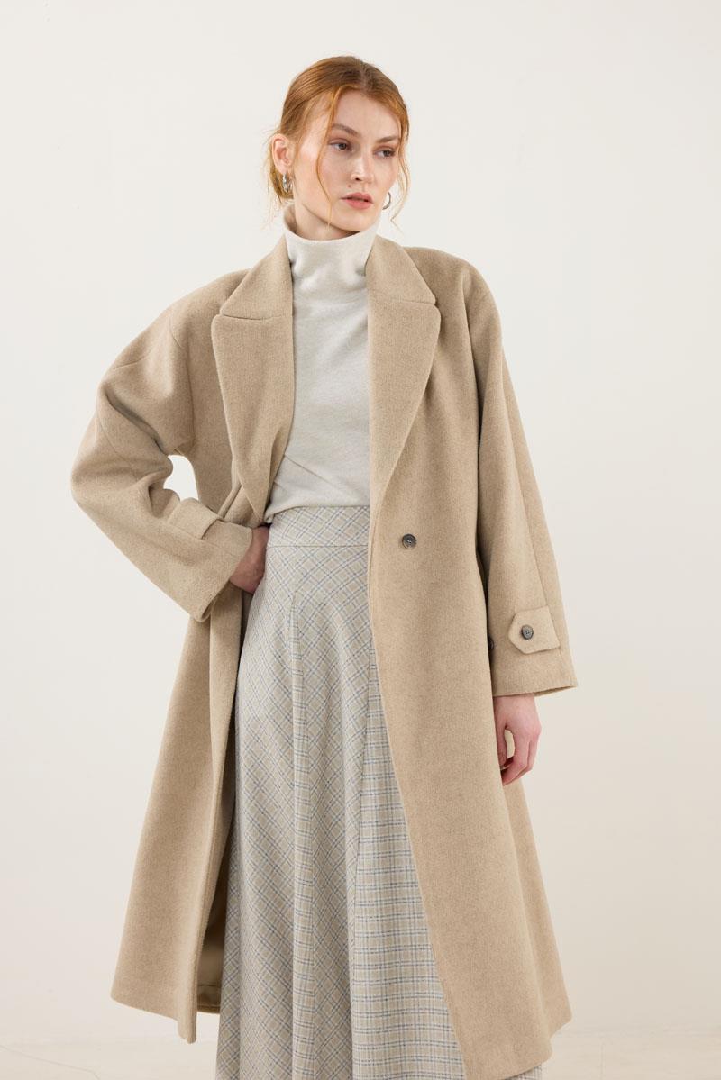 Tam Kalıp Klasik Kaban Bej