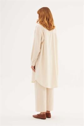 Tamamı Britli Gömlek Ekru