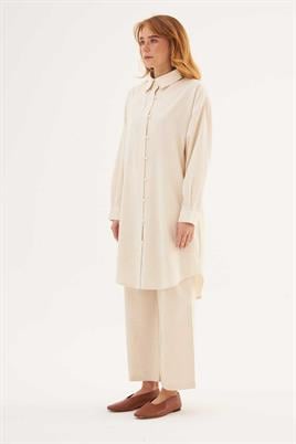 Tamamı Britli Gömlek Ekru
