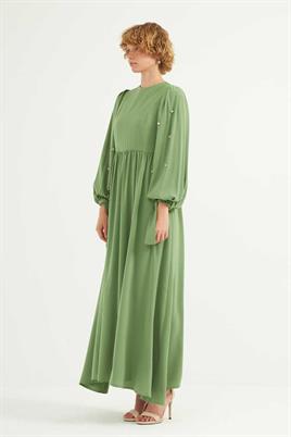 Taş İşlemeli Gece Elbisesi Yeşil