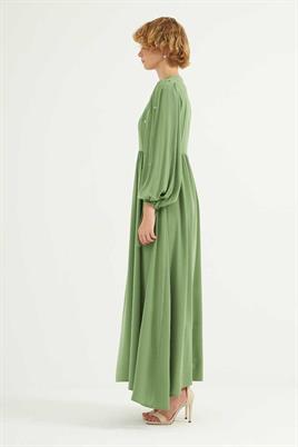 Taş İşlemeli Gece Elbisesi Yeşil