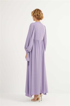 Taş İşlemeli Gece Elbisesi Lila