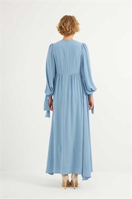 Taş İşlemeli Gece Elbisesi Mavi