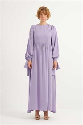 Taş İşlemeli Gece Elbisesi Lila