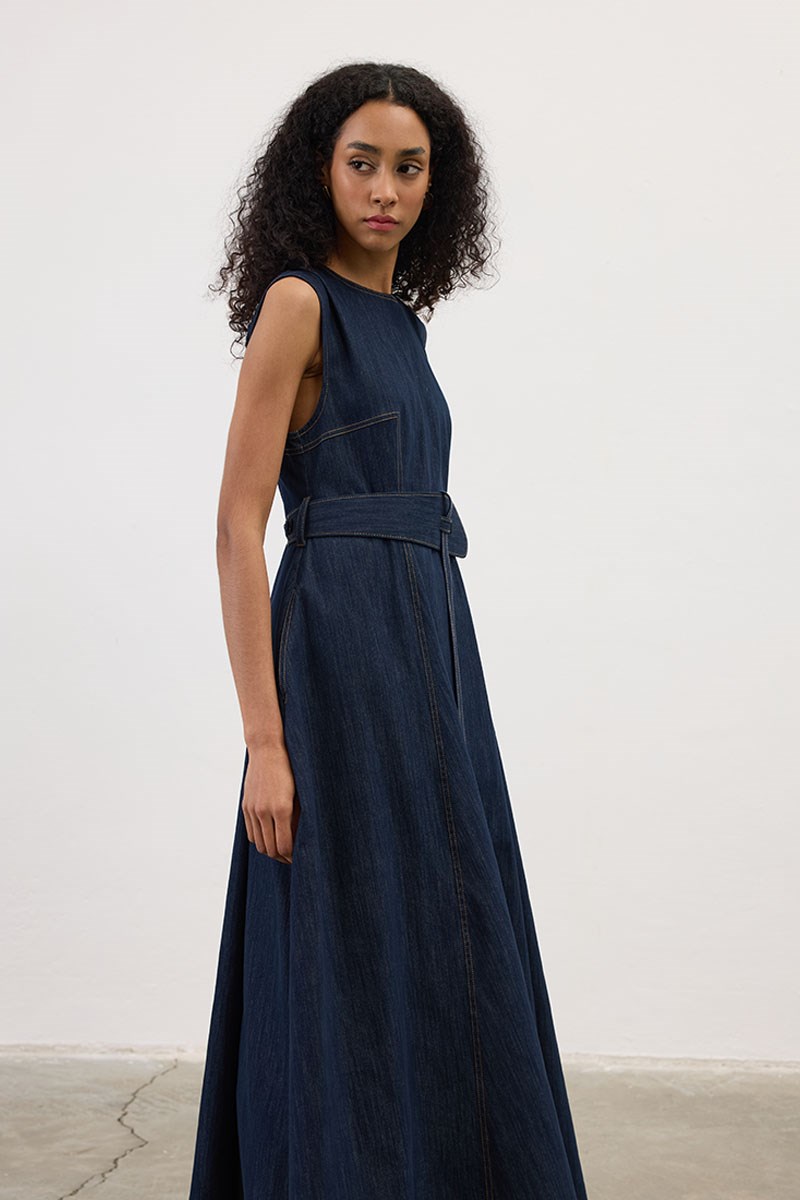 Tasarım Kemerli Kot Jile Lacivert