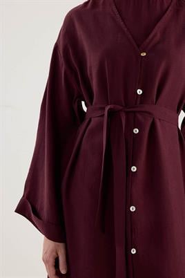 Taşlanmış İnce Tensel Abaya Bordo