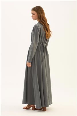 Taşlanmış Tensel Elbise Gri