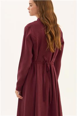 Taşlanmış Tensel Elbise Bordo