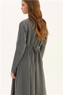 Taşlanmış Tensel Elbise Gri