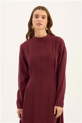 Taşlanmış Tensel Elbise Bordo