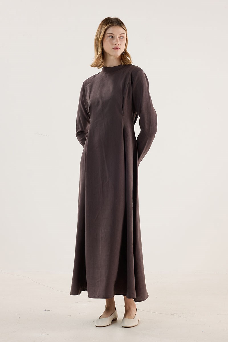 Taşlanmış Tensel Elbise Acı kahve