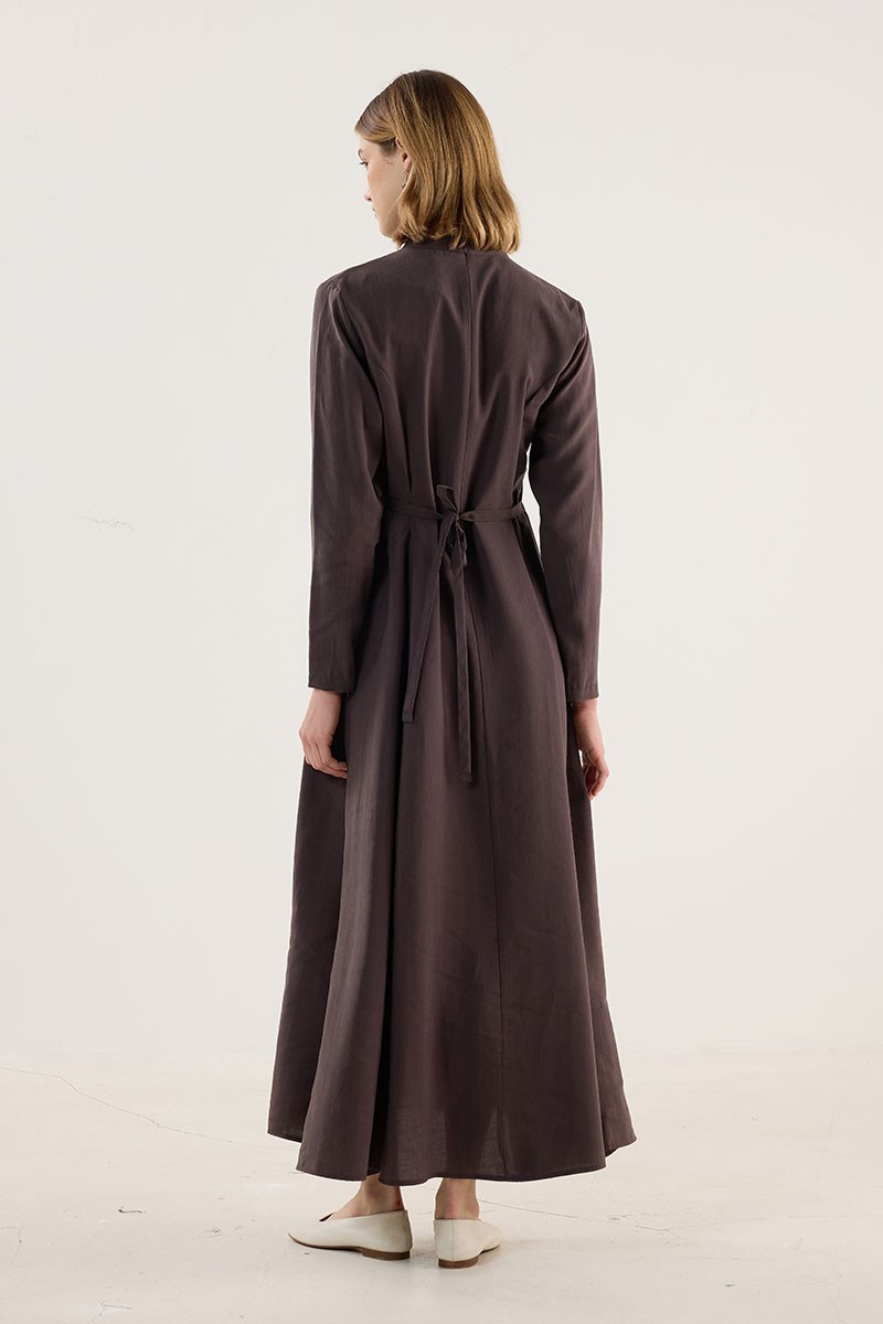 Taşlanmış Tensel Elbise Acı kahve