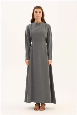 Taşlanmış Tensel Elbise Gri