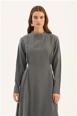 Taşlanmış Tensel Elbise Gri