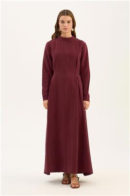Taşlanmış Tensel Elbise Bordo