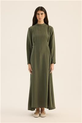 Taşlanmış Tensel Elbise Haki