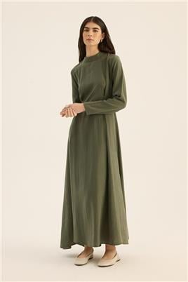 Taşlanmış Tensel Elbise Haki