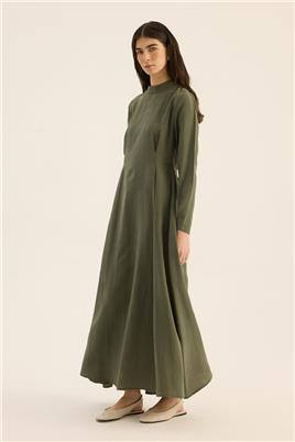 Taşlanmış Tensel Elbise Haki