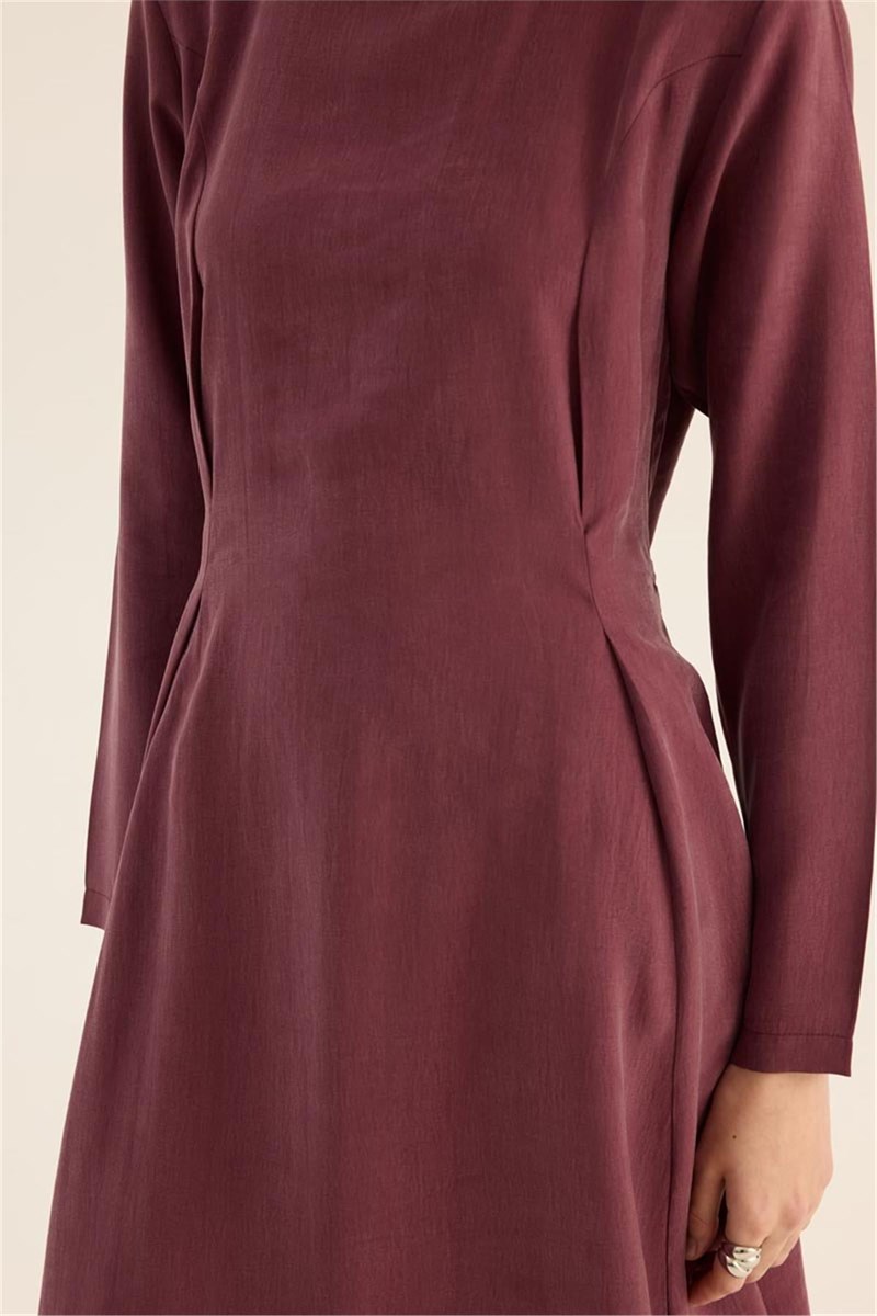 Taşlanmış Tensel Elbise Mürdüm