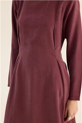 Taşlanmış Tensel Elbise Mürdüm