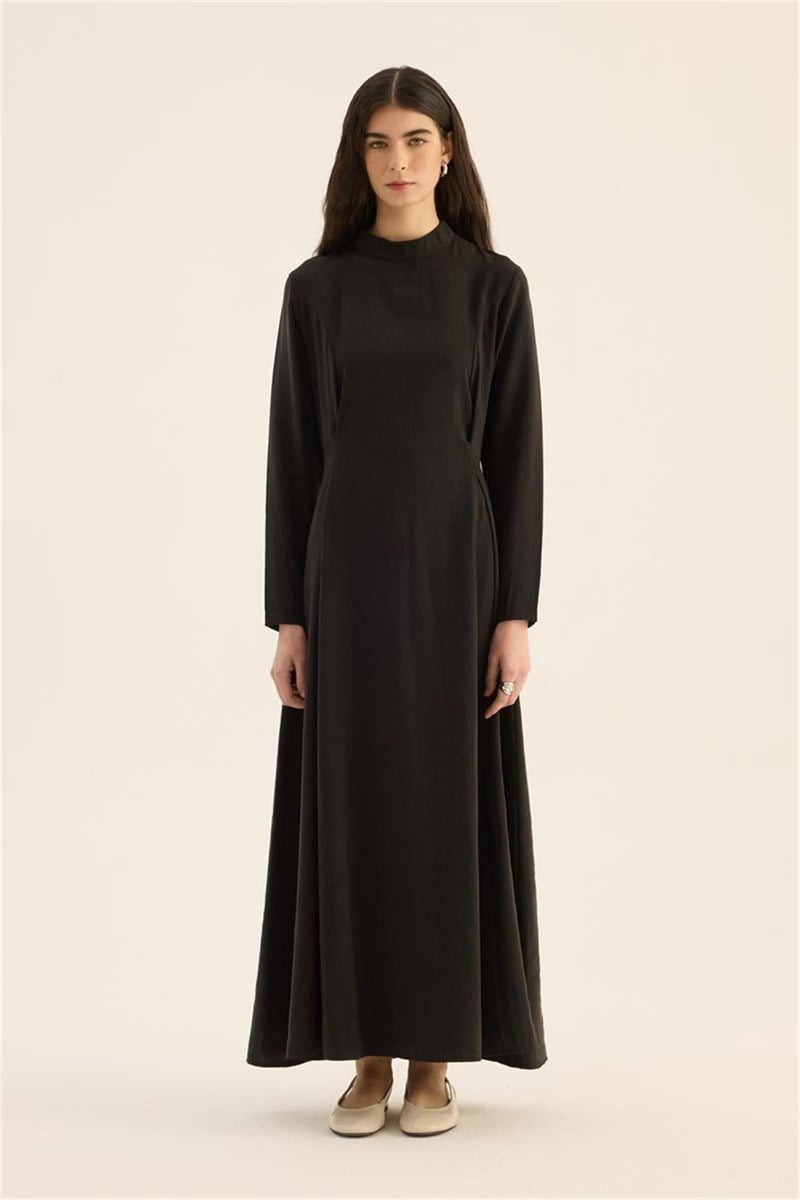 Taşlanmış Tensel Elbise Siyah