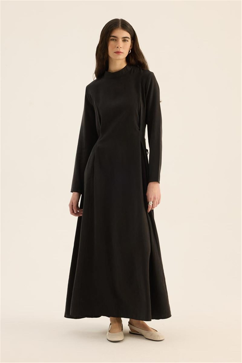 Taşlanmış Tensel Elbise Siyah