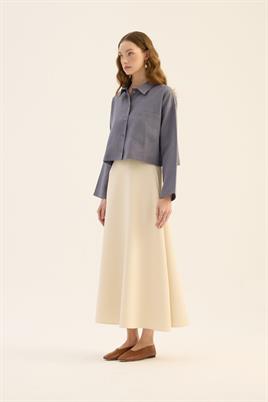 Tek cepli %100 keten gömlek Havacı Mavisi