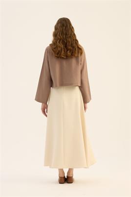 Tek cepli %100 keten gömlek Vizon