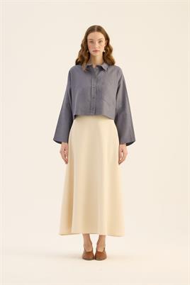 Tek cepli %100 keten gömlek Havacı Mavisi