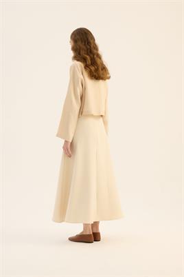 Tek cepli %100 keten gömlek Krem