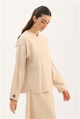 Tek Düğmeli Tensel Bluz Taş