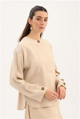 Tek Düğmeli Tensel Bluz Taş