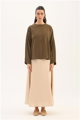 Tek Düğmeli Tensel Bluz Haki