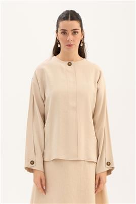 Tek Düğmeli Tensel Bluz Taş