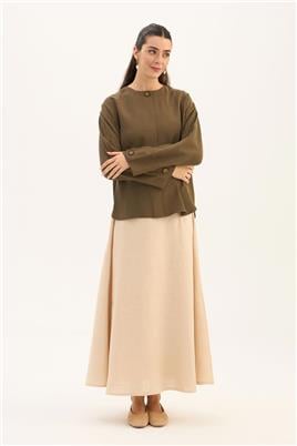 Tek Düğmeli Tensel Bluz Haki