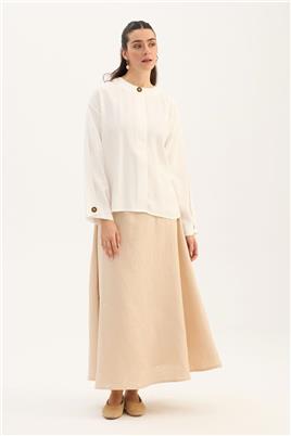 Tek Düğmeli Tensel Bluz Ekru