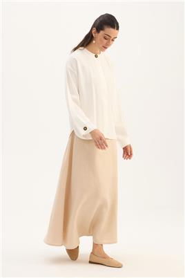 Tek Düğmeli Tensel Bluz Ekru