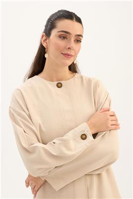 Tek Düğmeli Tensel Bluz Taş