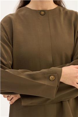 Tek Düğmeli Tensel Bluz Haki