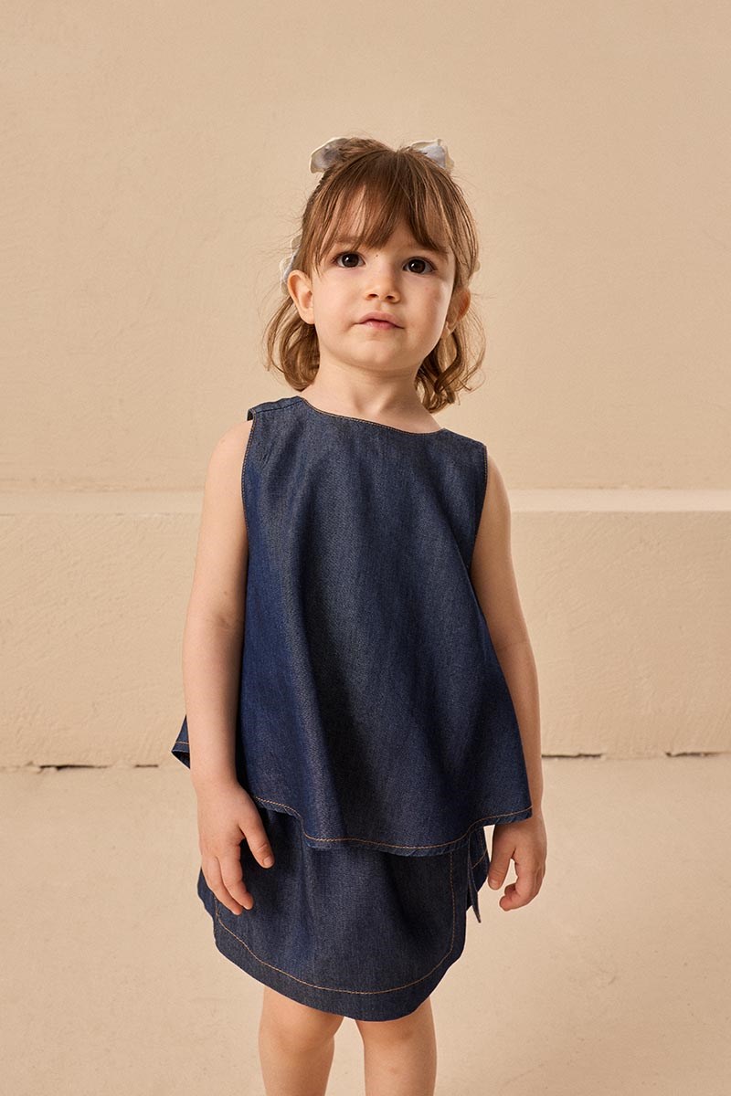 Tensel Denim Çocuk Bluz Lacivert