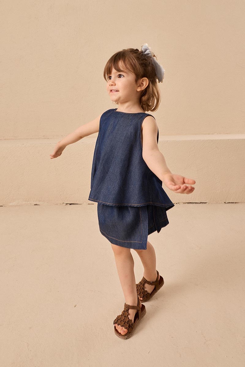 Tensel Denim Çocuk Bluz Lacivert