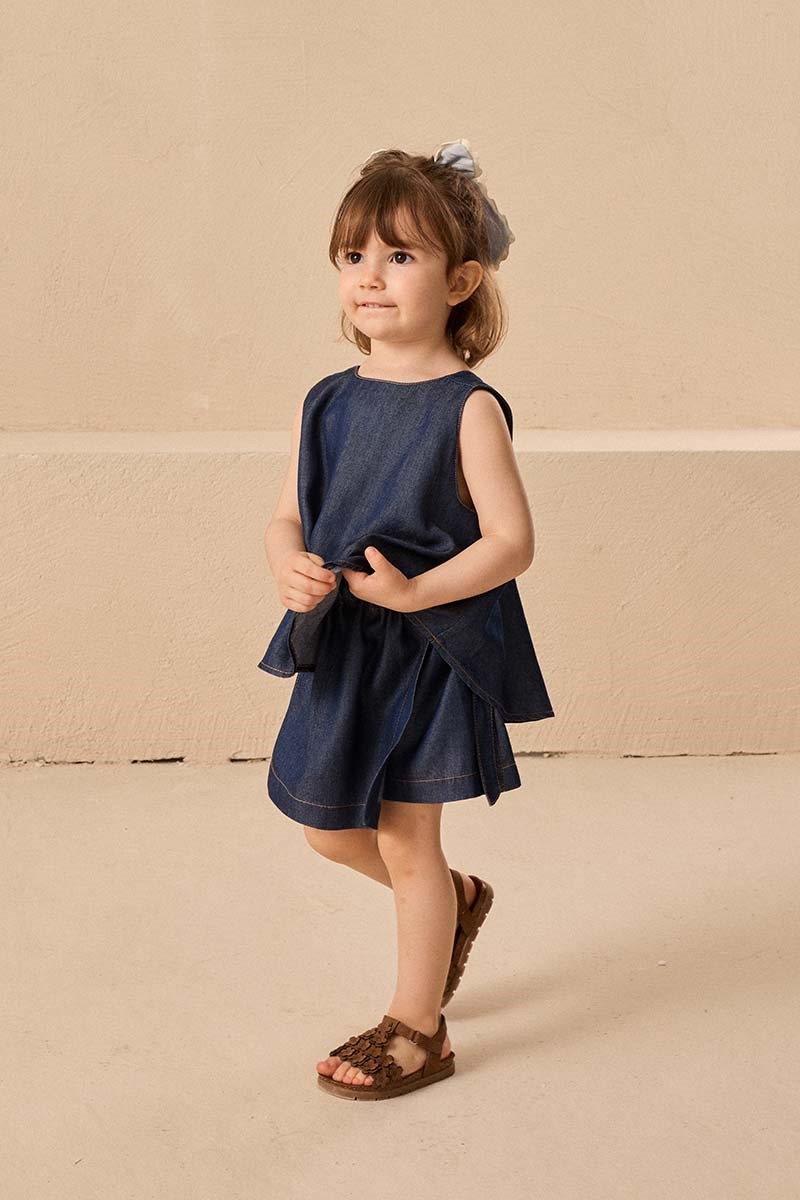 Tensel Denim Çocuk Şort Etek Lacivert