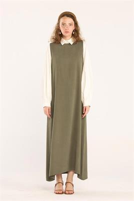 Tensel Jile Elbise Açık Haki