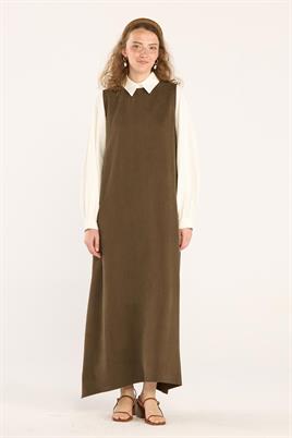 Tensel Jile Elbise Koyu Haki