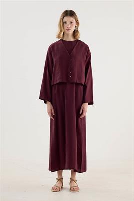 Tensel Kısa Kimono Bordo