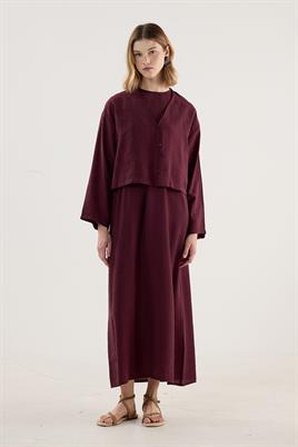 Tensel Kısa Kimono Bordo